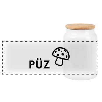 PÜZ (Pilz) - Panorama Keksdose mit Holzdeckel - Weiß - Vorne