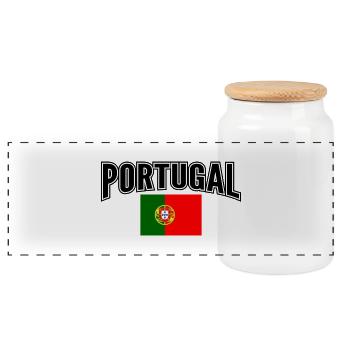 Portugal - Panoramic Cookie Jar with Wooden Lid - white - Front
