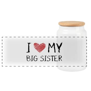 I Love My Big Sister - Panorama Keksdose mit Holzdeckel - Weiß - Vorne