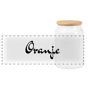 Oranje Buttons / Anstecker - Panorama Keksdose mit Holzdeckel - Weiß - Vorne