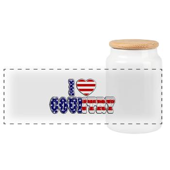 i love country - Boîte à biscuits avec couvercle en bois - blanc - Devant