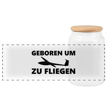 Geboren um zu fliegen Segelflieger Geschenk - Panorama Keksdose mit Holzdeckel - Weiß - Vorne