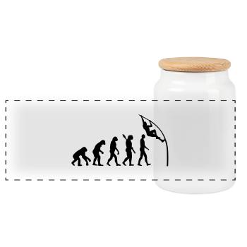 Evolution Stabhochsprung - Panorama Keksdose mit Holzdeckel - Weiß - Vorne