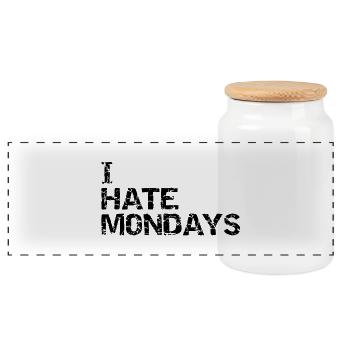 i hate mondays - Boîte à biscuits avec couvercle en bois - blanc - Devant