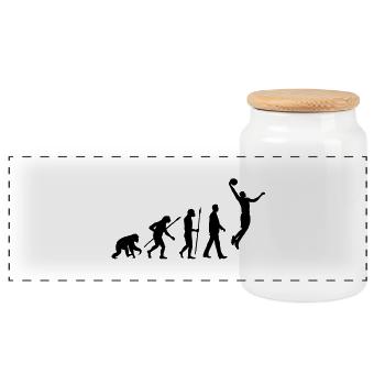 evolution_basketball_102012_a_1c - Panoramic Cookie Jar with Wooden Lid - white - Front
