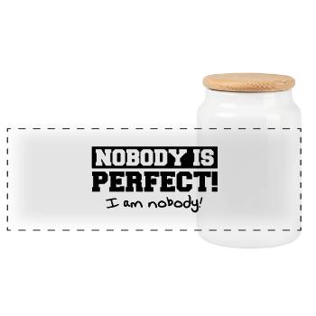 nobody_perfect_t1 - Panorama Keksdose mit Holzdeckel - Weiß - Vorne