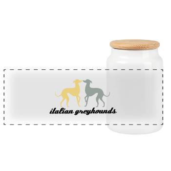 Italian Greyhound - Panoramic Cookie Jar with Wooden Lid - white - Front