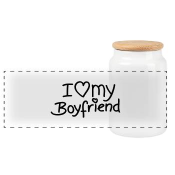 i_love_my_boyfriend__f1 - Panoramic Cookie Jar with Wooden Lid - white - Front