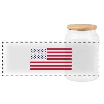 USA Flagge - Flagge der Vereinigten Staaten - Panorama Keksdose mit Holzdeckel - Weiß - Vorne