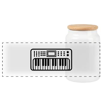 Keyboard - Panorama Keksdose mit Holzdeckel - Weiß - Vorne