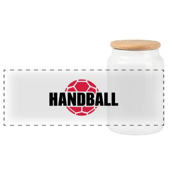 Handball - Boîte à biscuits avec couvercle en bois - blanc - Devant