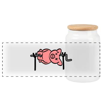 Pig Barbecue - Panorama Keksdose mit Holzdeckel - Weiß - Vorne
