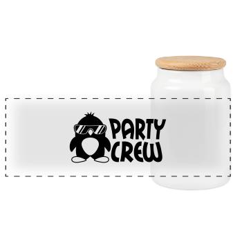 Party Crew Penguin - Panorama Keksdose mit Holzdeckel - Weiß - Vorne