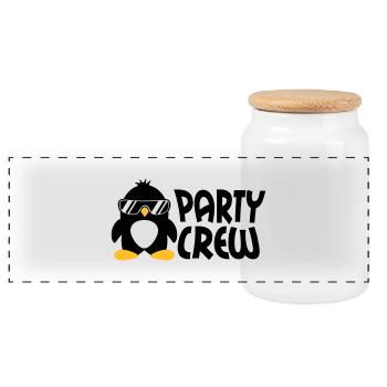 Party Crew Penguin - Panorama Keksdose mit Holzdeckel - Weiß - Vorne