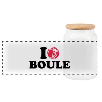 I love Boule - Boîte à biscuits avec couvercle en bois - blanc - Devant