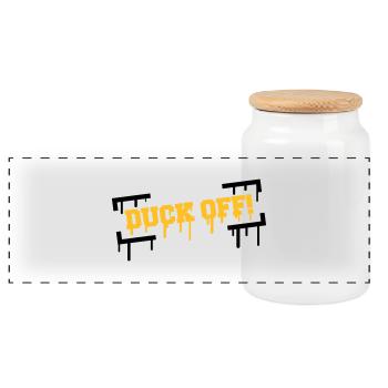 Duck Off Graffiti - Panorama Keksdose mit Holzdeckel - Weiß - Vorne