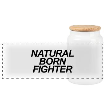 natural born fighter brazilian jiu jitsu - Panorama Keksdose mit Holzdeckel - Weiß - Vorne
