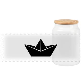 Paper Boat - Panoramic Cookie Jar with Wooden Lid - white - Front