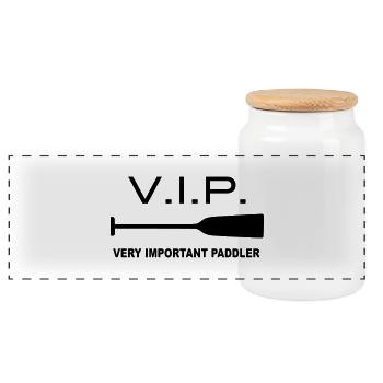 VIP Very Important 1c Dragon Boat pagayeurs Canoë - Boîte à biscuits avec couvercle en bois - blanc - Devant