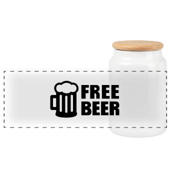 Free Beer - Panorama Keksdose mit Holzdeckel - Weiß - Vorne