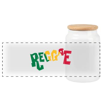 Reggae Music - Panoramic Cookie Jar with Wooden Lid - white - Front