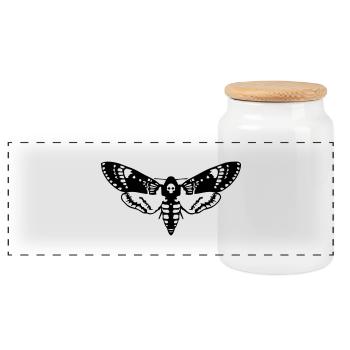 butterfly Acherontia atropos death's-head hawkmoth - Panoramic Cookie Jar with Wooden Lid - white - Front