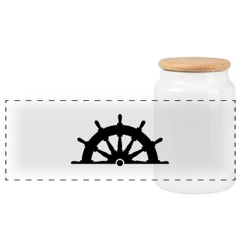 Steering wheel 1c - Panoramic Cookie Jar with Wooden Lid - white - Front