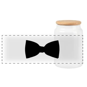 Bow tie - Panoramic Cookie Jar with Wooden Lid - white - Front