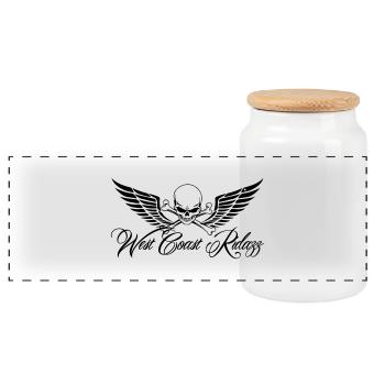 West Coast Ridazz wings skull star - Boîte à biscuits avec couvercle en bois - blanc - Devant