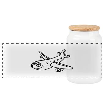 Zeichnung Flugzeug Comics Luftfahrt Flugzeuge lust - Panorama Keksdose mit Holzdeckel - Weiß - Vorne