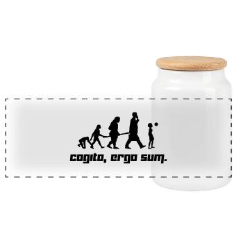 Cogito, ergo sum. (Vector) - Panorama Keksdose mit Holzdeckel - Weiß - Vorne