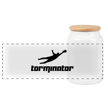 Torminator 2 (Vektor) - Panorama Keksdose mit Holzdeckel - Weiß - Vorne