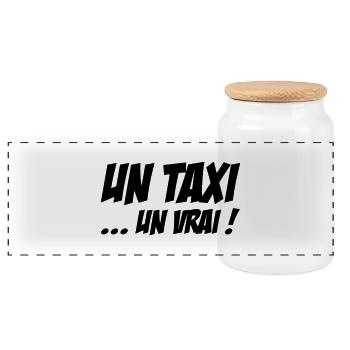 Un Taxi... un vrai ! - Boîte à biscuits avec couvercle en bois - blanc - Devant