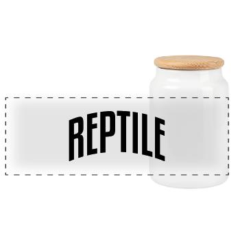 reptile stylish arched text logo copy - Panoramic Cookie Jar with Wooden Lid - white - Front