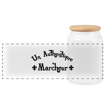 Course à pied / Marche / Marcheur / Running / Run - Boîte à biscuits avec couvercle en bois - blanc - Devant
