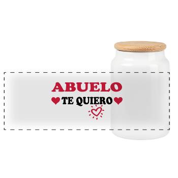 Abuelo te quiero - Panoramic Cookie Jar with Wooden Lid - white - Front