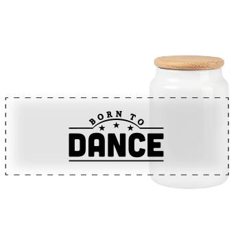 born to dance banner - Panoramic Cookie Jar with Wooden Lid - white - Front