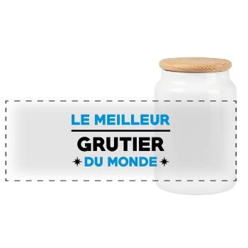Grutier / Grue / Chantier / Bâtiment / Travaux - Boîte à biscuits avec couvercle en bois - blanc - Devant