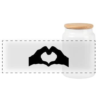 love - Panoramic Cookie Jar with Wooden Lid - white - Front