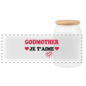 Godmother je t'aime - Panoramic Cookie Jar with Wooden Lid - white - Front