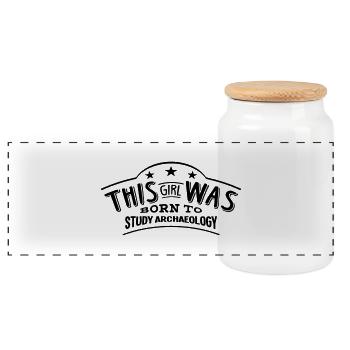 this girl was born to study archaeology - Panoramic Cookie Jar with Wooden Lid - white - Front