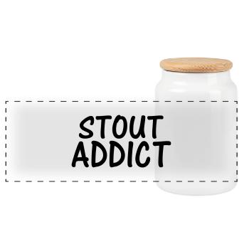 stout addict - Panoramic Cookie Jar with Wooden Lid - white - Front