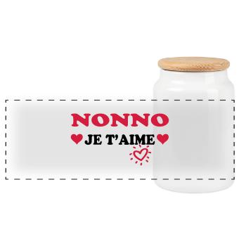Nonno je t'aime - Panoramic Cookie Jar with Wooden Lid - white - Front