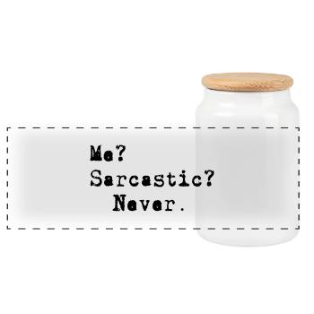 Me? Sarcastic? - Never. - Panorama Keksdose mit Holzdeckel - Weiß - Vorne