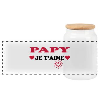 Papy je t'aime - Panoramic Cookie Jar with Wooden Lid - white - Front