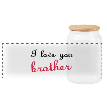I love you brother - Panoramic Cookie Jar with Wooden Lid - white - Front