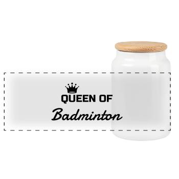 Badminton / Badminton Player / Birdie / Sport - Boîte à biscuits avec couvercle en bois - blanc - Devant