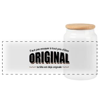 Dikkenek Original - Boîte à biscuits avec couvercle en bois - blanc - Devant