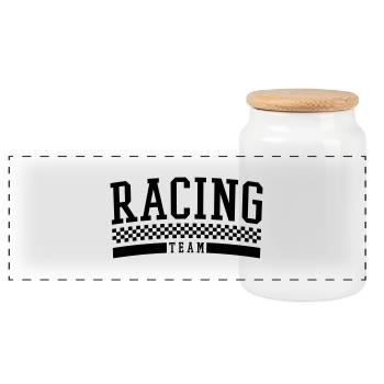 Racing Team - Panoramic Cookie Jar with Wooden Lid - white - Front