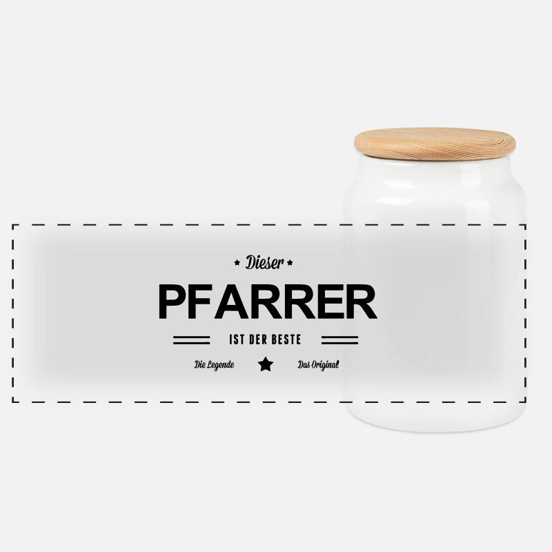 Bester Pfarrer - Panorama Keksdose mit Holzdeckel - Weiß